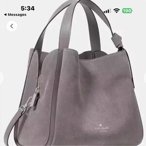 Kate Spade Knott Hare Grey Crossbody suede tote